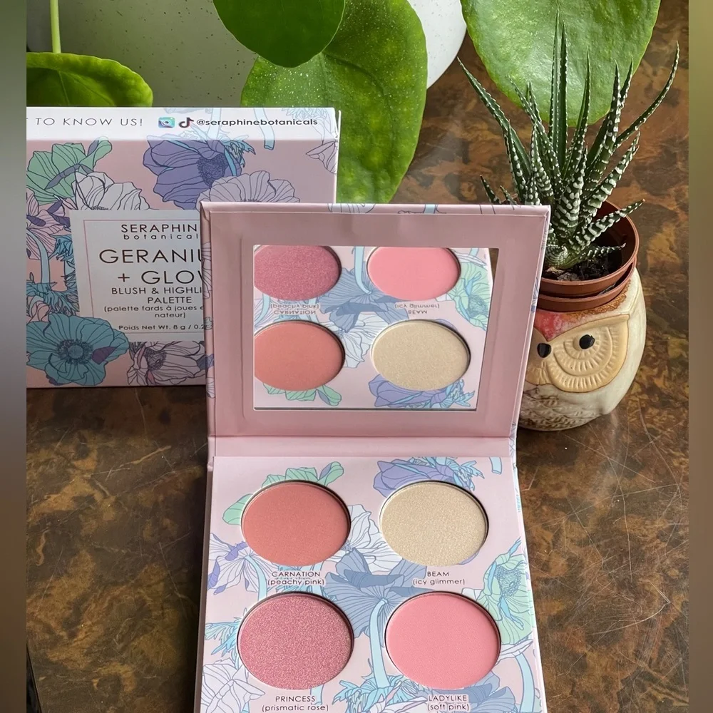SERAPHINE Botanicals Geranium + Glow Blush & Highlight Palette In Heliop…